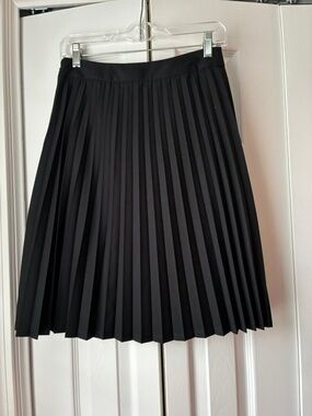 Ann Taylor Black Knife-Pleat A-Line Skirt